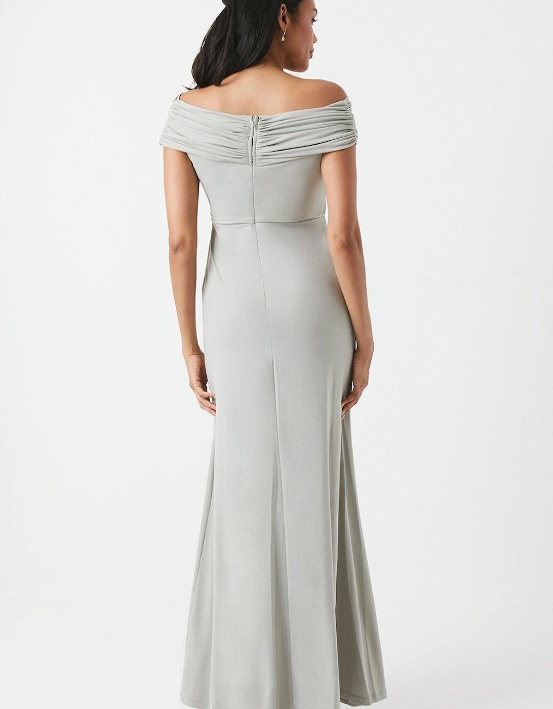 Bardot Ruched Jersey Bridesmaid Dress