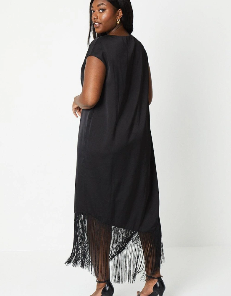 Plus Fringe Hem Shift Dress