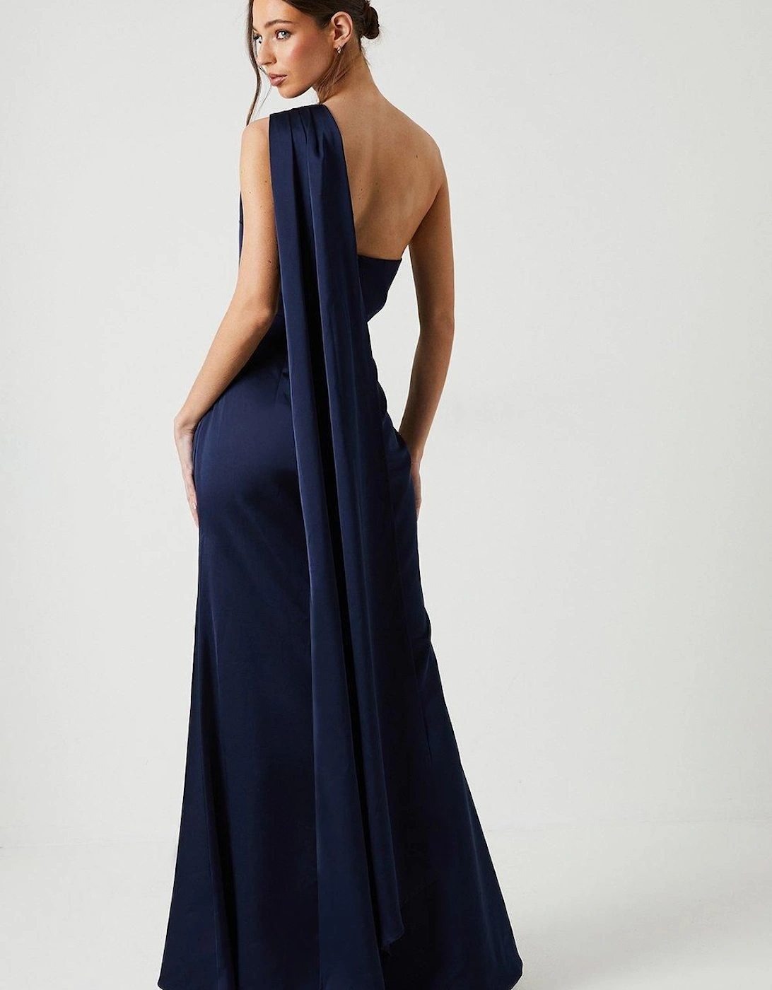 Drape Shoulder Detail Bridesmaid Dress