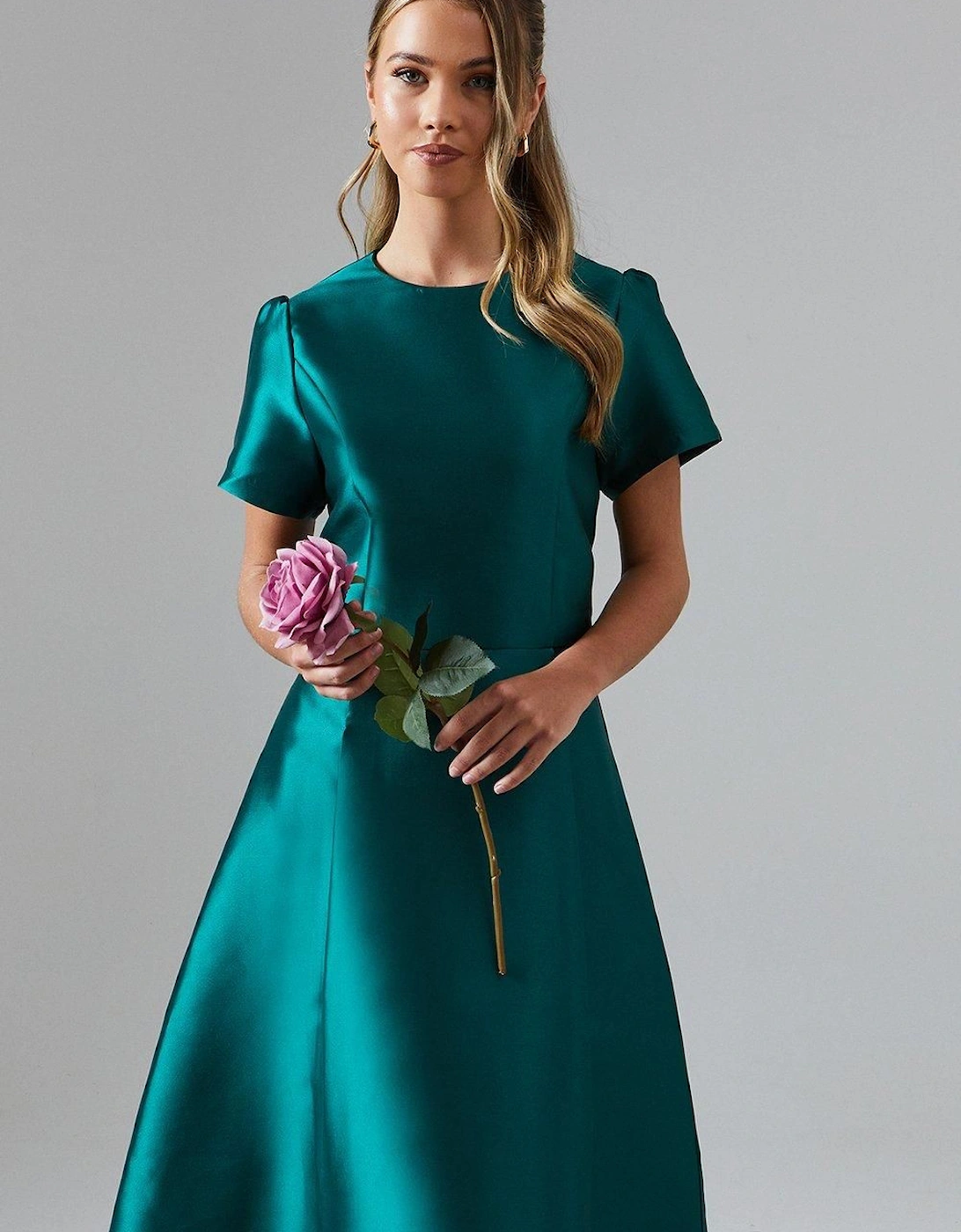 Teen Twill Short Sleeve Bridesmaids Dress