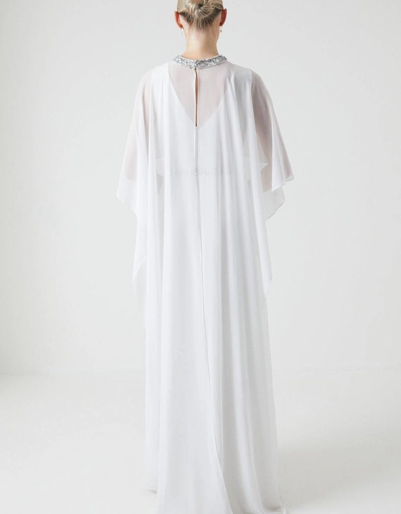 Cape Detail Chiffon Wedding Dress