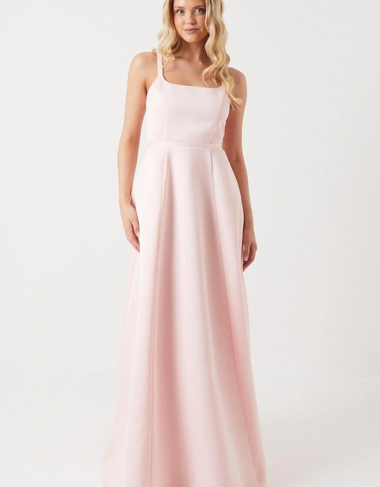 Structured Satin Corset Full Skirt Bridesmaid Dress