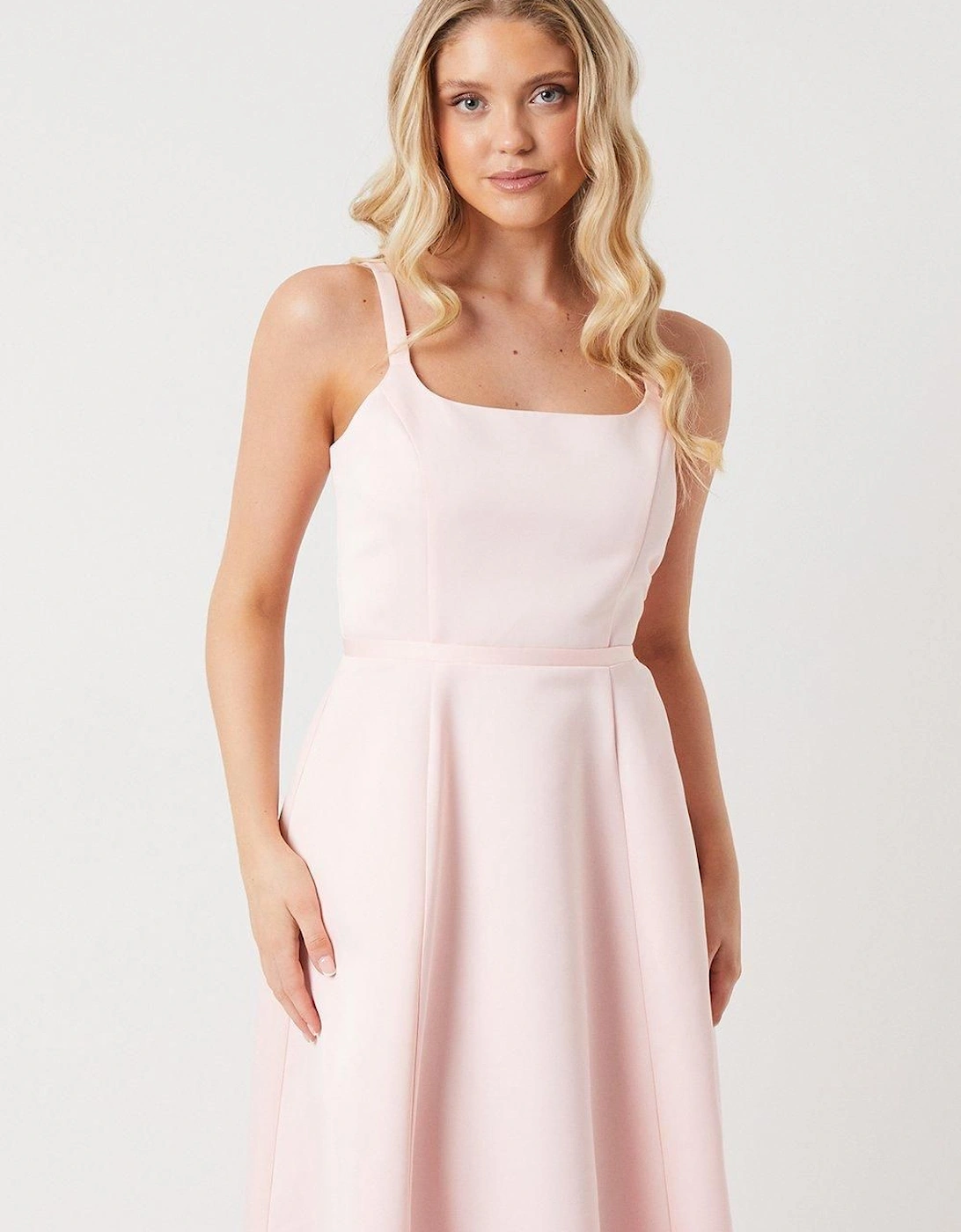 Structured Satin Corset Full Skirt Bridesmaid Dress