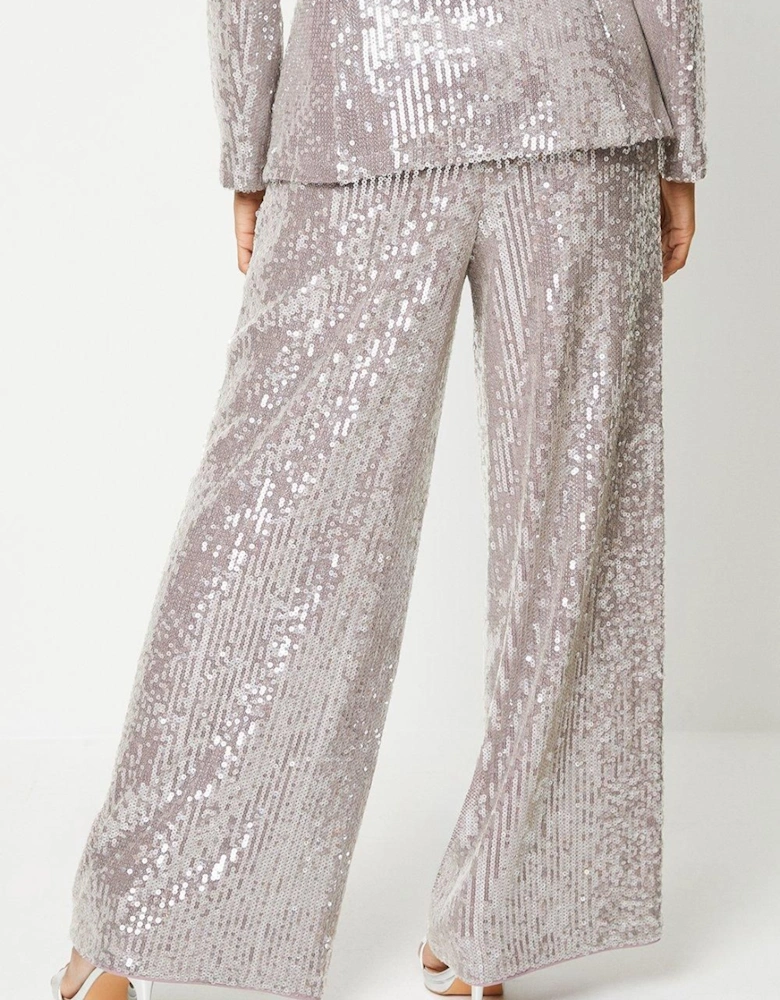 Clear Sequin Wide Leg Trouser