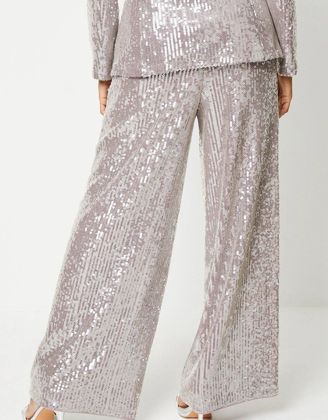 Clear Sequin Wide Leg Trouser