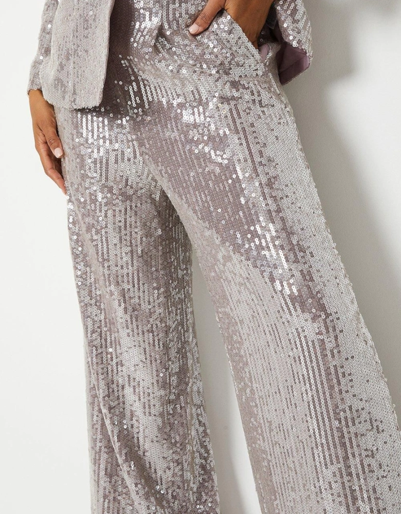 Clear Sequin Wide Leg Trouser