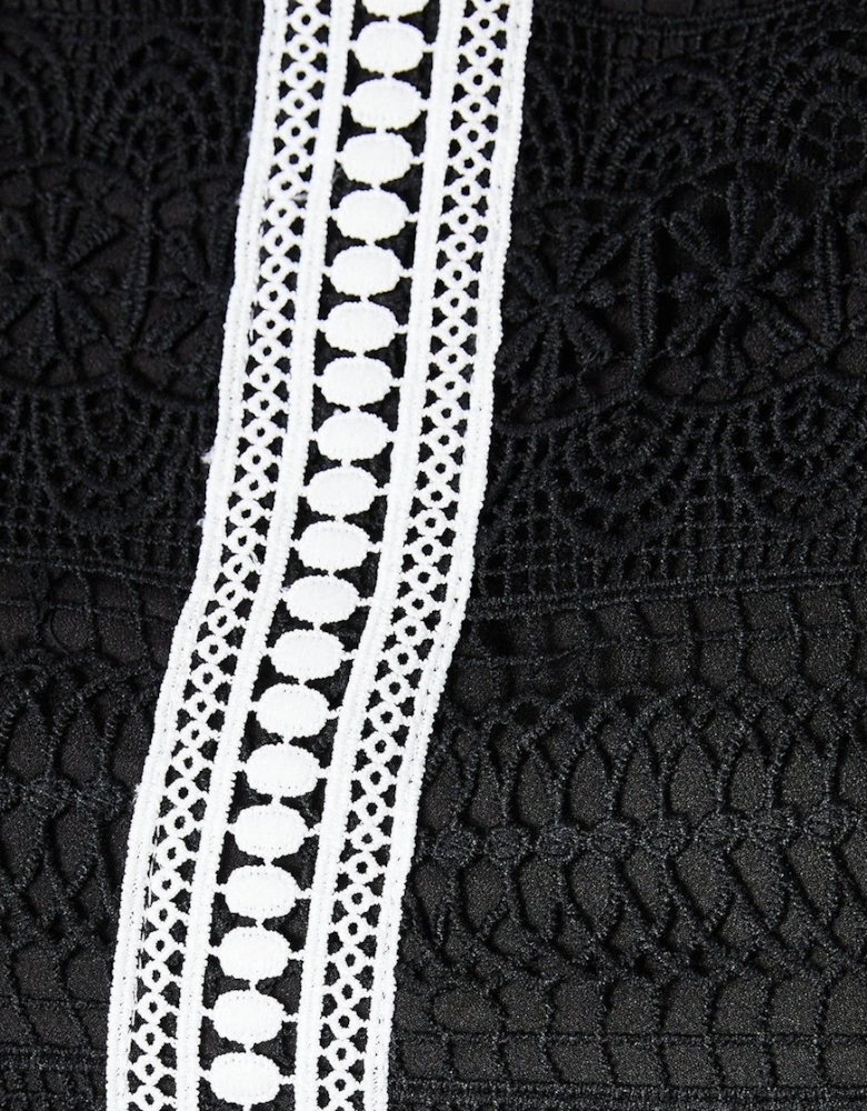 Lace Trim Detail Midi Dress