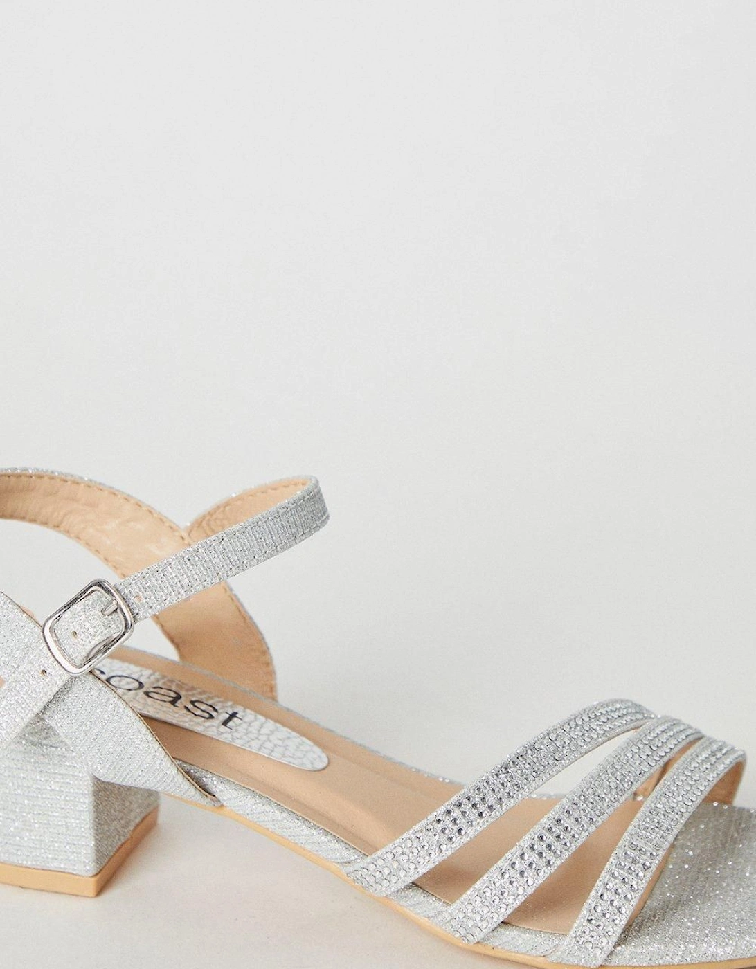 Flower Girl Belle Diamante Triple Strap Low Heeled Sandals