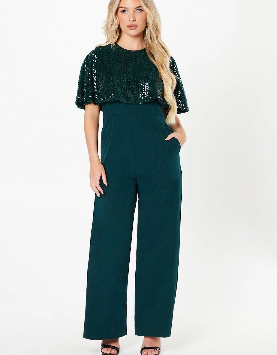 Petite Party Sequin Cape Jumpsuit, 6 of 5