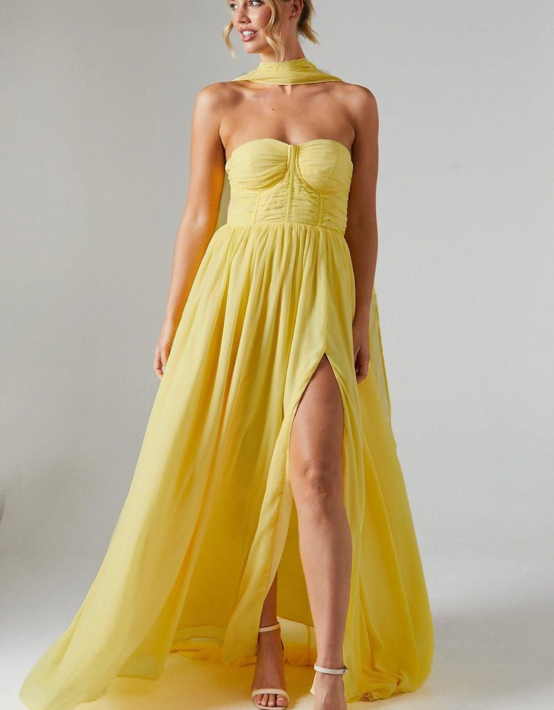 Corset Drape Chiffon Bridesmaid Maxi Dress, 5 of 4