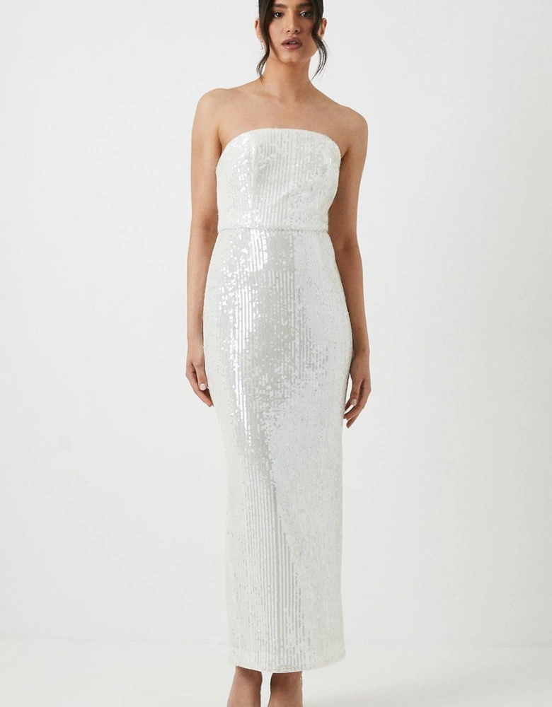 Sequin Bandeau Column Wedding Dress