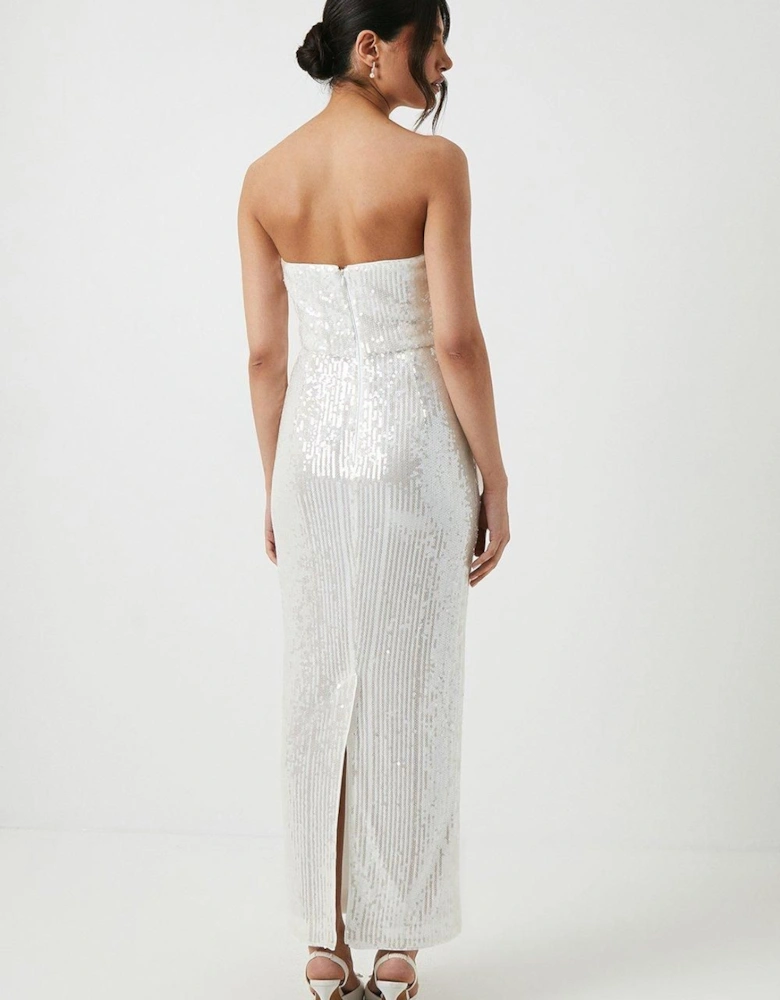 Sequin Bandeau Column Wedding Dress