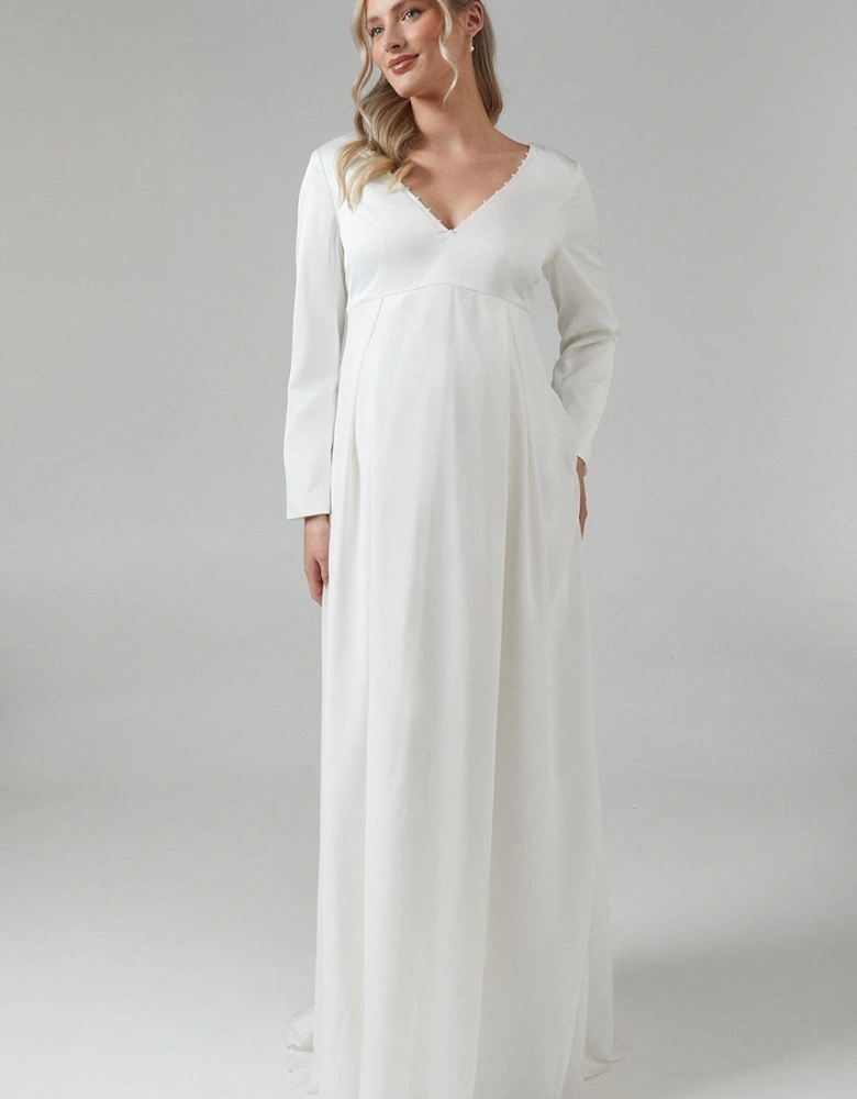 Maternity Chiffon Overlayer Long Sleeve Wedding Dress