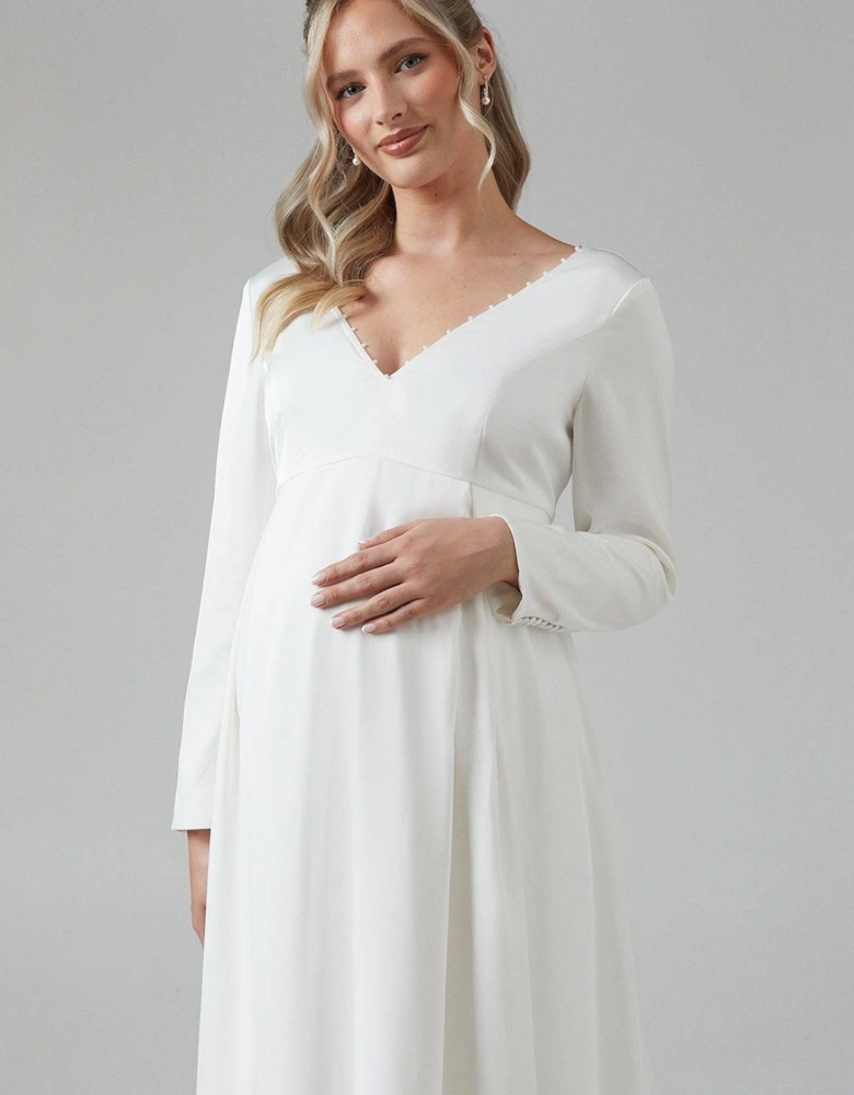 Maternity Chiffon Overlayer Long Sleeve Wedding Dress