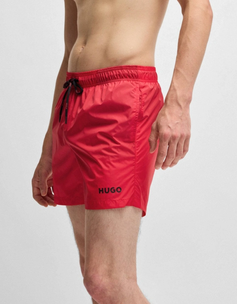 HUGO HAITI Mens Quick-Drying Swim Shorts In Recycled Fabric With Logo NOS