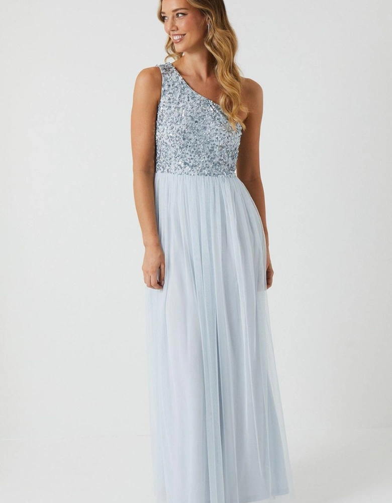 Sequin Mesh Top Two In One Bridesmaid Dress