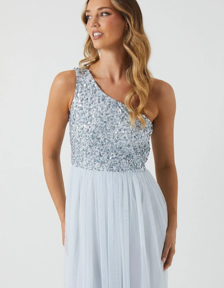 Sequin Mesh Top Two In One Bridesmaid Dress