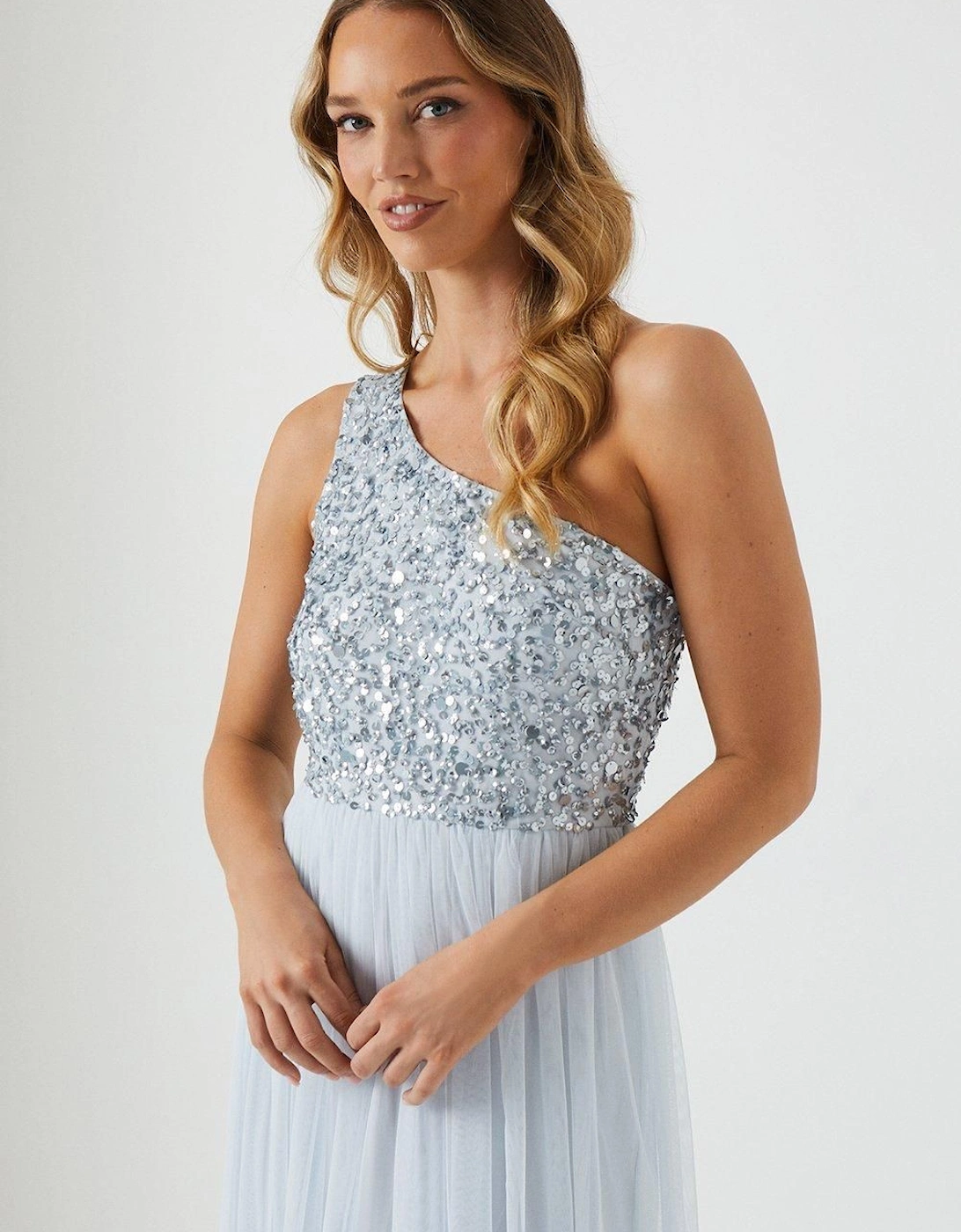 Sequin Mesh Top Two In One Bridesmaid Dress