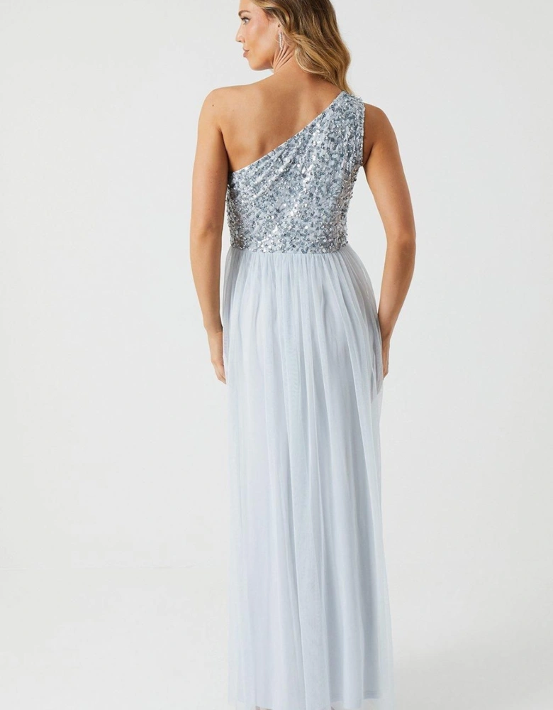 Sequin Mesh Top Two In One Bridesmaid Dress