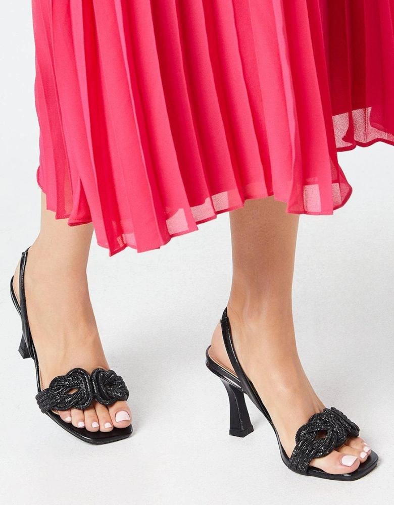 Tacita Interwoven Diamante Slingback High Heeled Sandals
