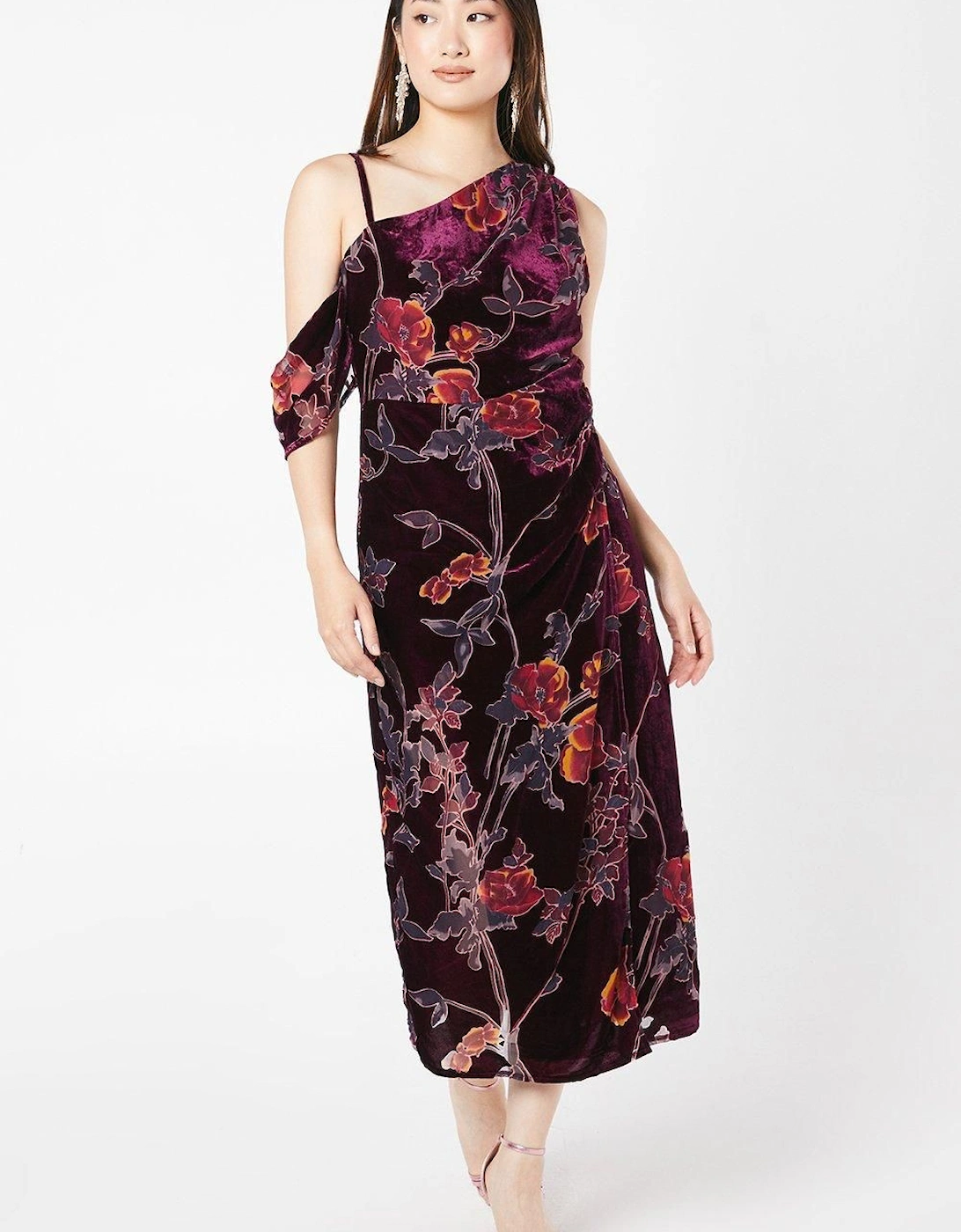 Velvet Party Midi Wedding Guest Dress, 6 of 5