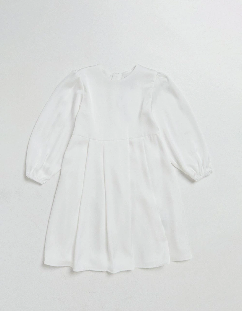 Flower Girl Long Sleeve Satin Dress