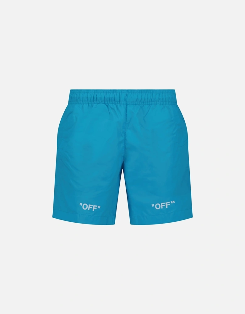 "Off" Writing Design Swim Shorts Blue