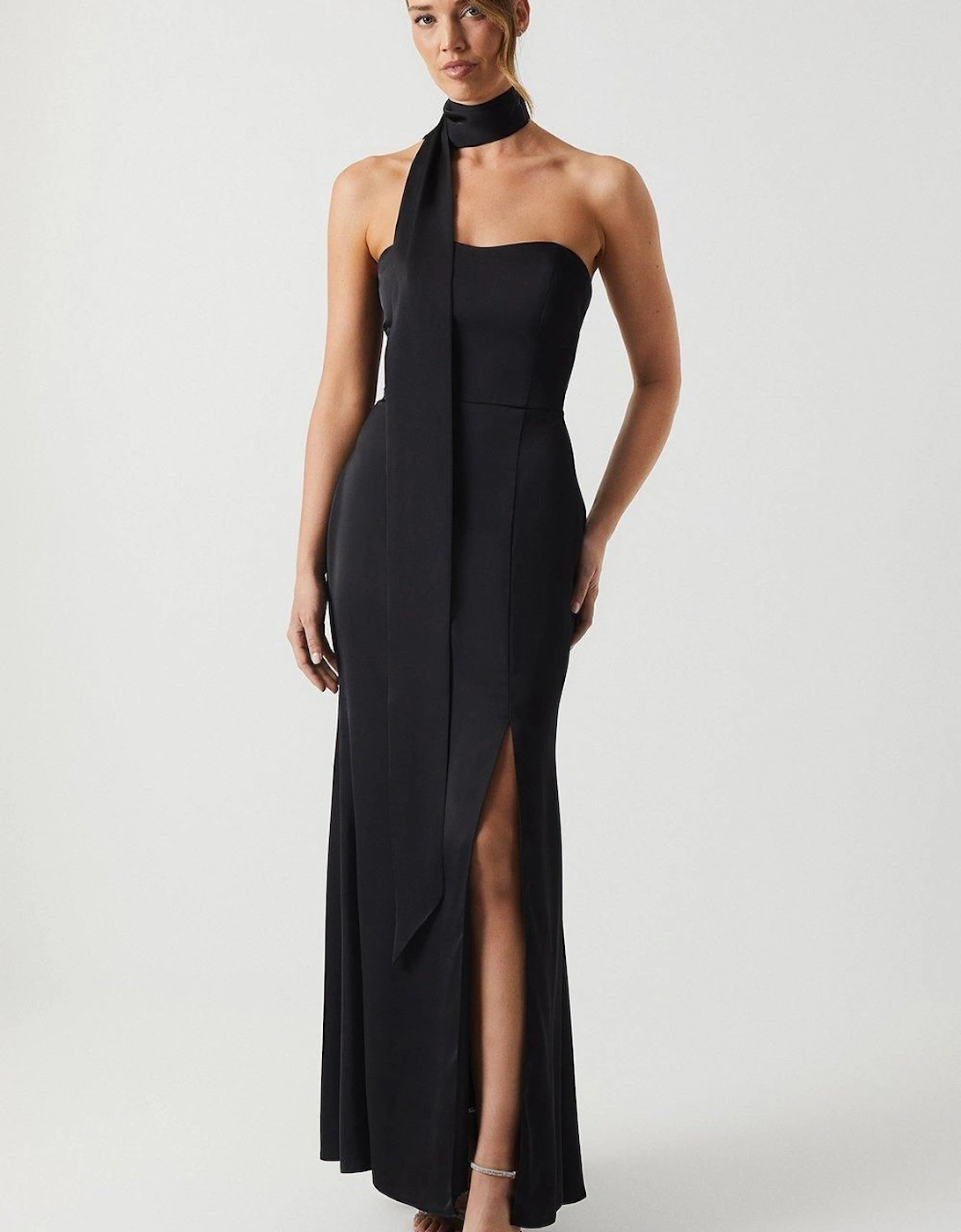 Bandeau Satin Bridesmaid Maxi Dress With Removable Sash, 2 of 1
