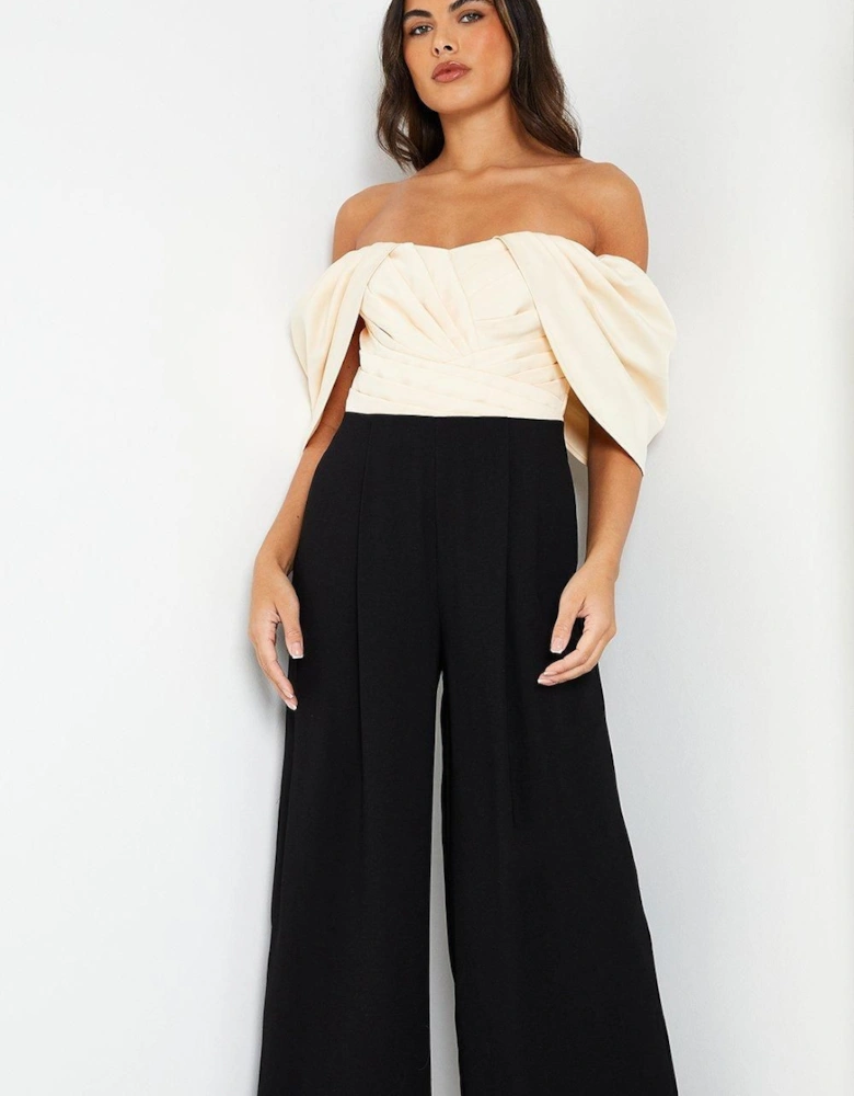 Bardot Jumpsuit With Pleated Bodice