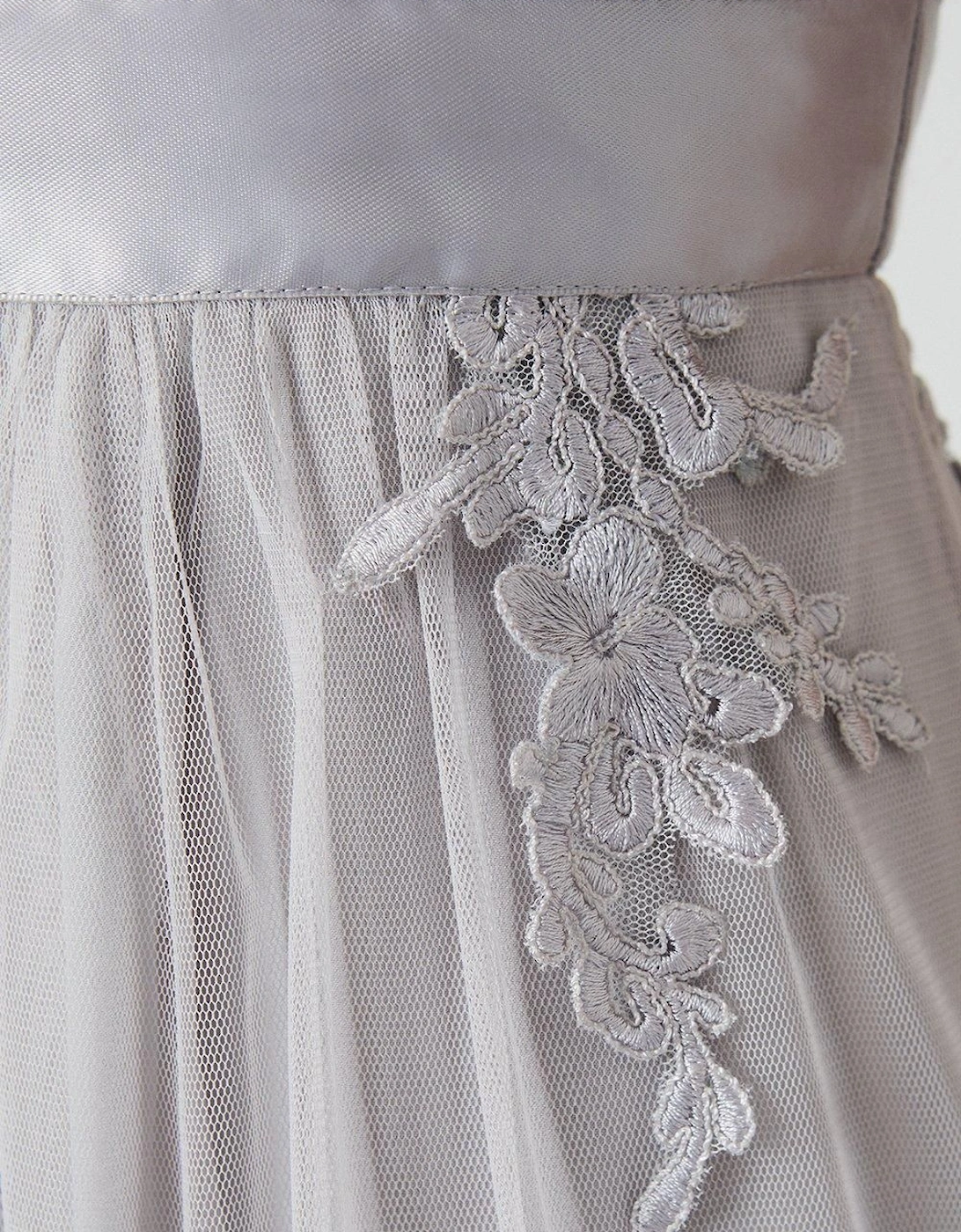 Halterneck Lace Applique Bridesmaid Dress