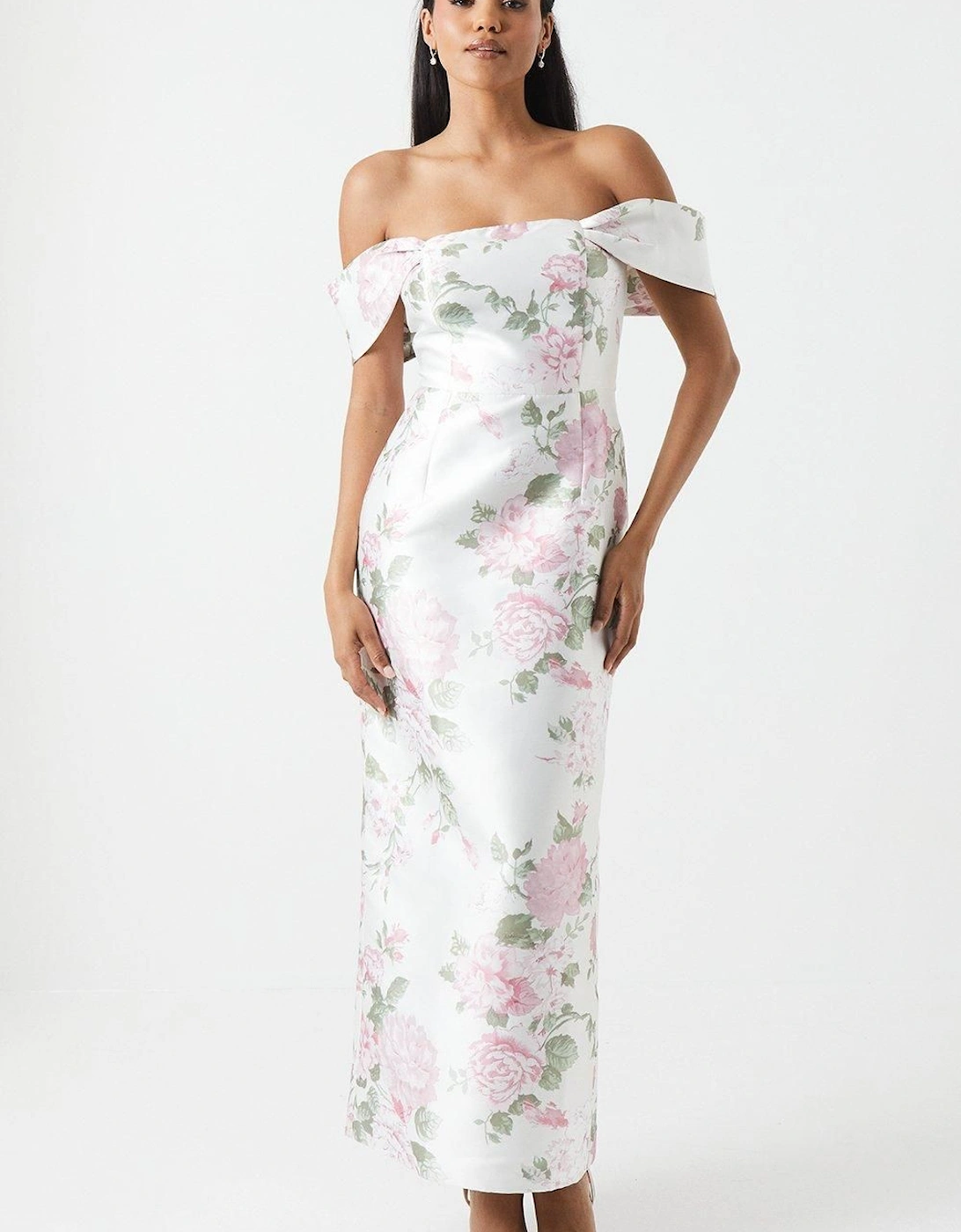 Peony Printed Twill Column Bridesmaid Dress, 6 of 5