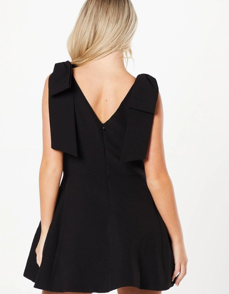 Petite Bow Shoulder Crepe Mini Dress