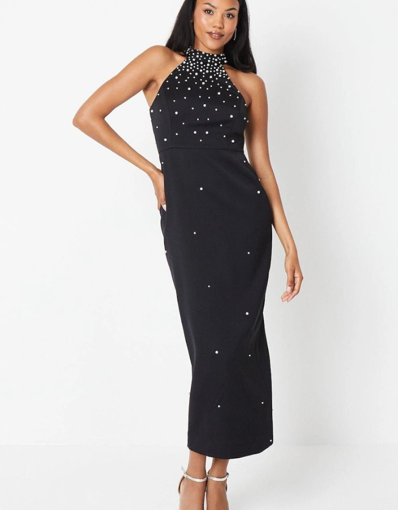 Peal Embellished Evening Maxi Dress