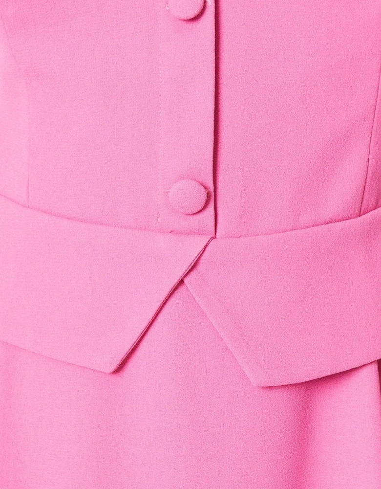 Lisa Tan Waistcoat Midi Dress With Drape Skirt