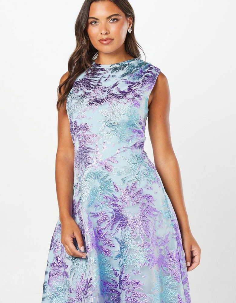 Jacquard Midi Dress With Seam Detail