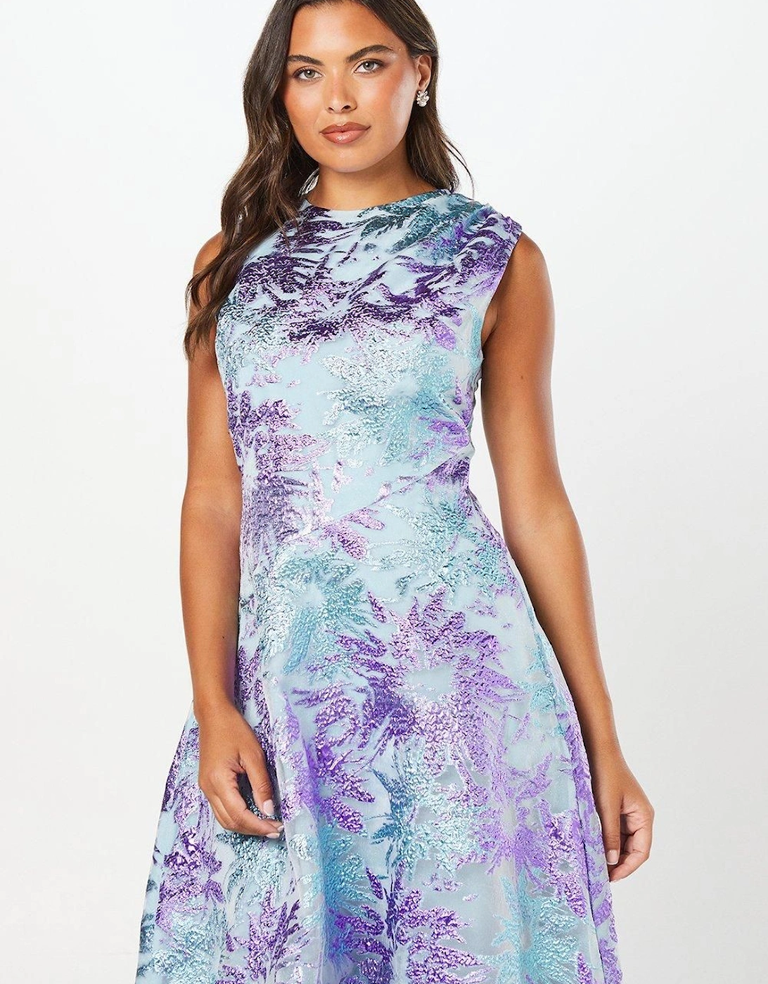 Jacquard Midi Dress With Seam Detail