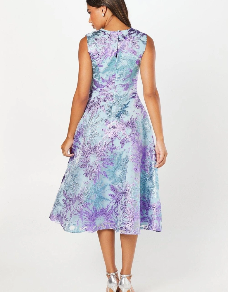 Jacquard Midi Dress With Seam Detail