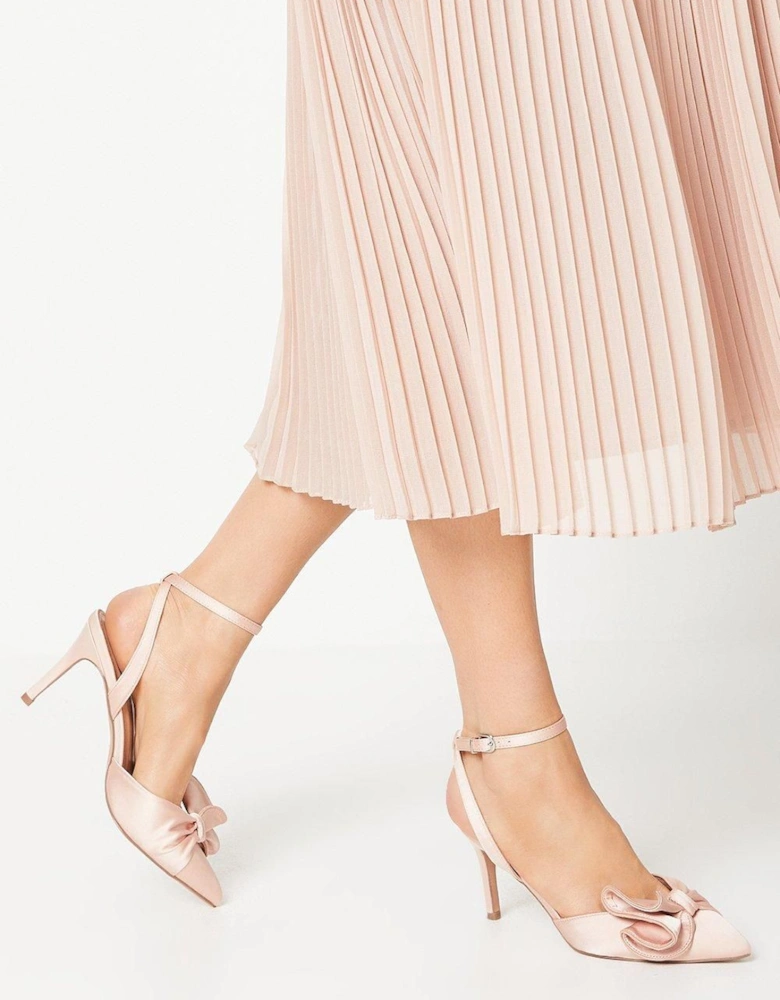 Tasha Satin Ruffled Bow Pointed Stiletto Court Shoes