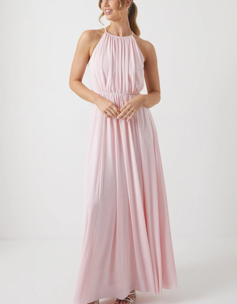 Stretch Mesh Halterneck Bridesmaid Dress