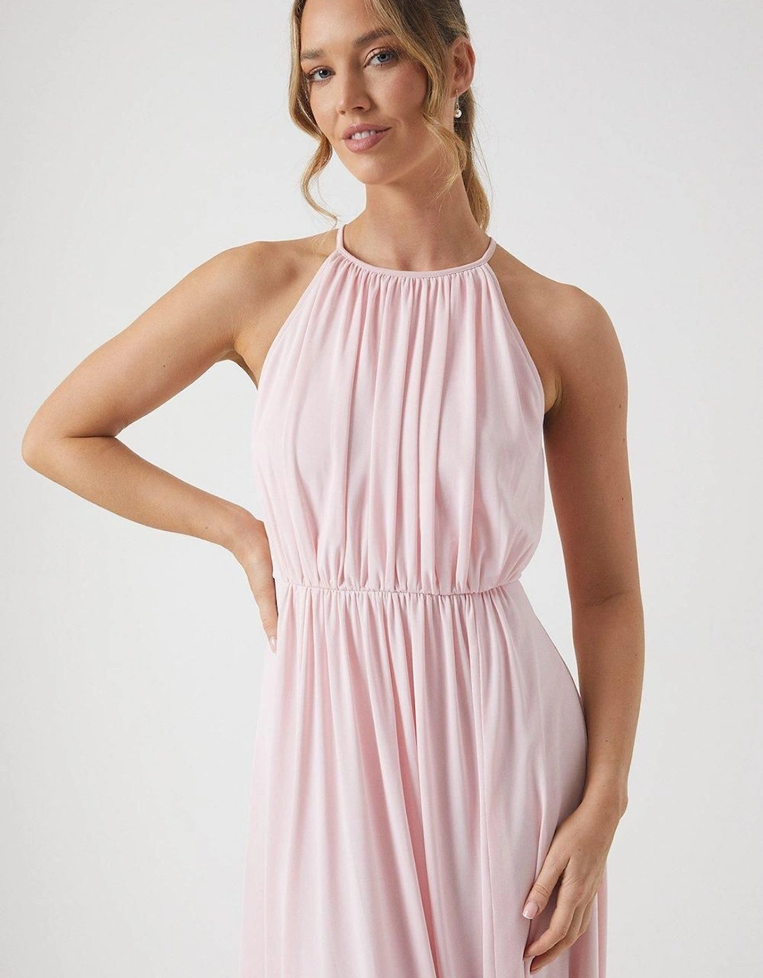 Stretch Mesh Halterneck Bridesmaid Dress