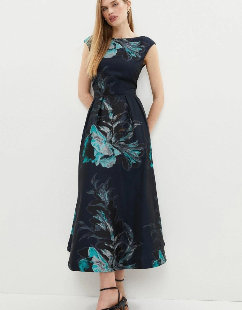 Premium Placement Jacquard Midaxi Dress