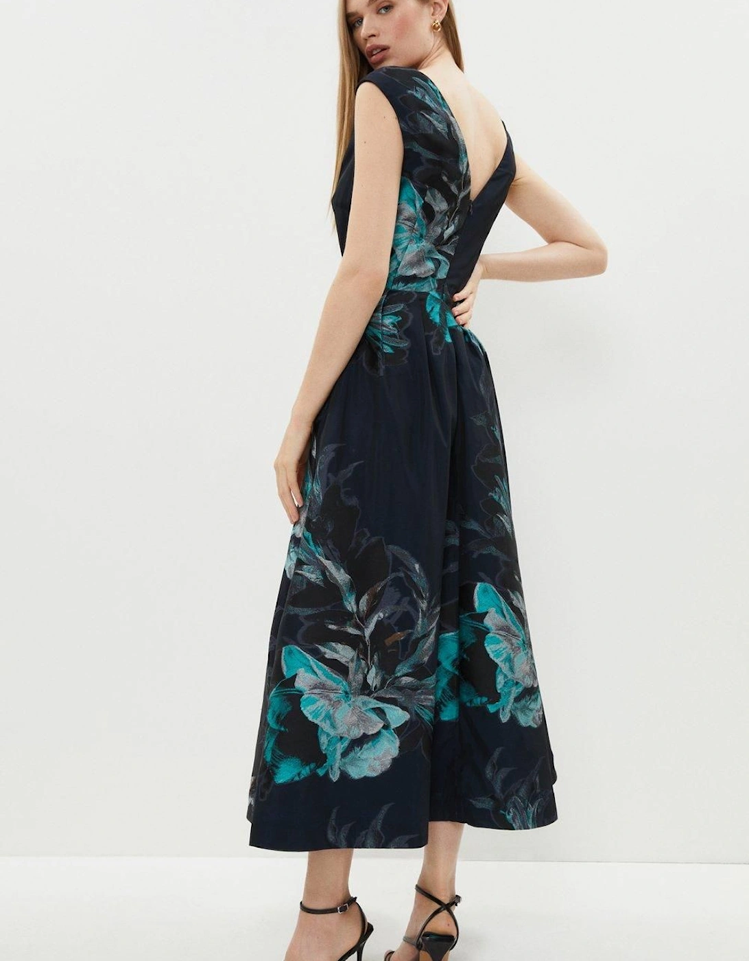 Premium Placement Jacquard Midaxi Dress