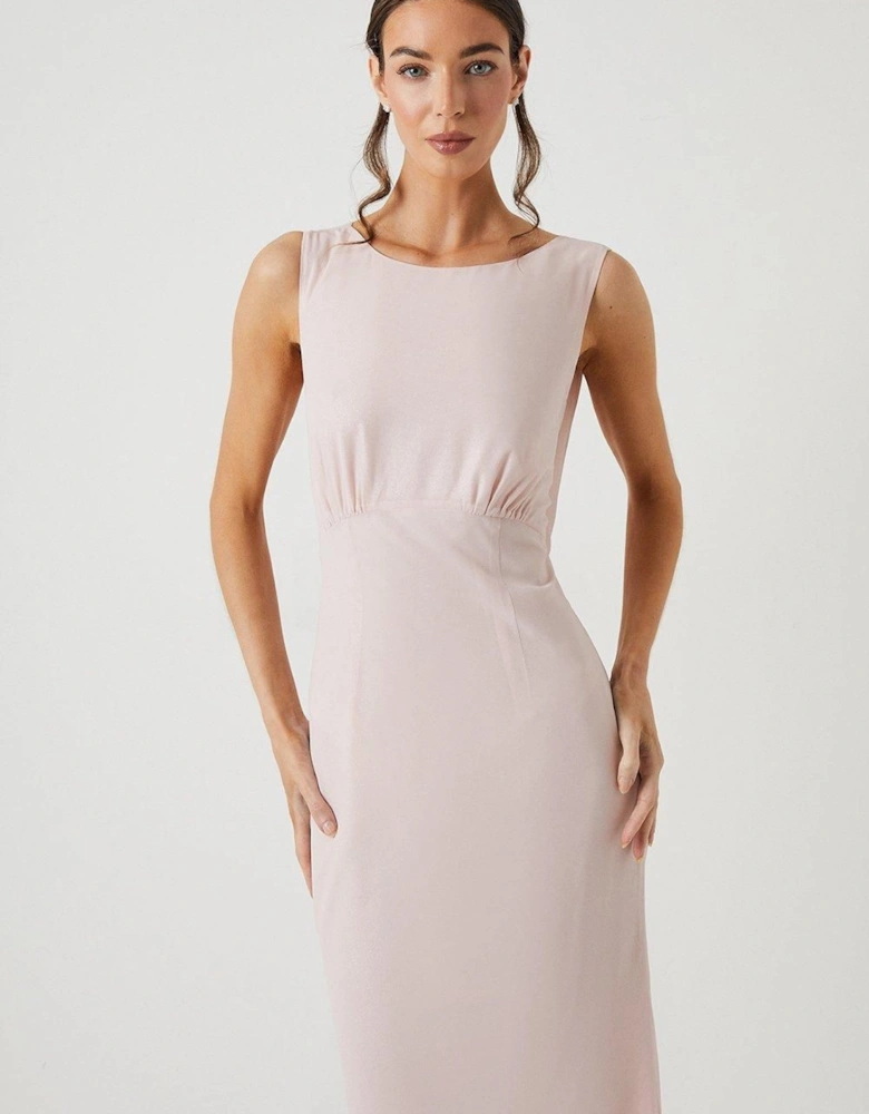 Shimmer Chiffon Cowl Back Bridesmaid Maxi Dress