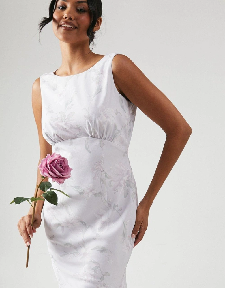 Printed Cowl Back Bridesmaid Dress