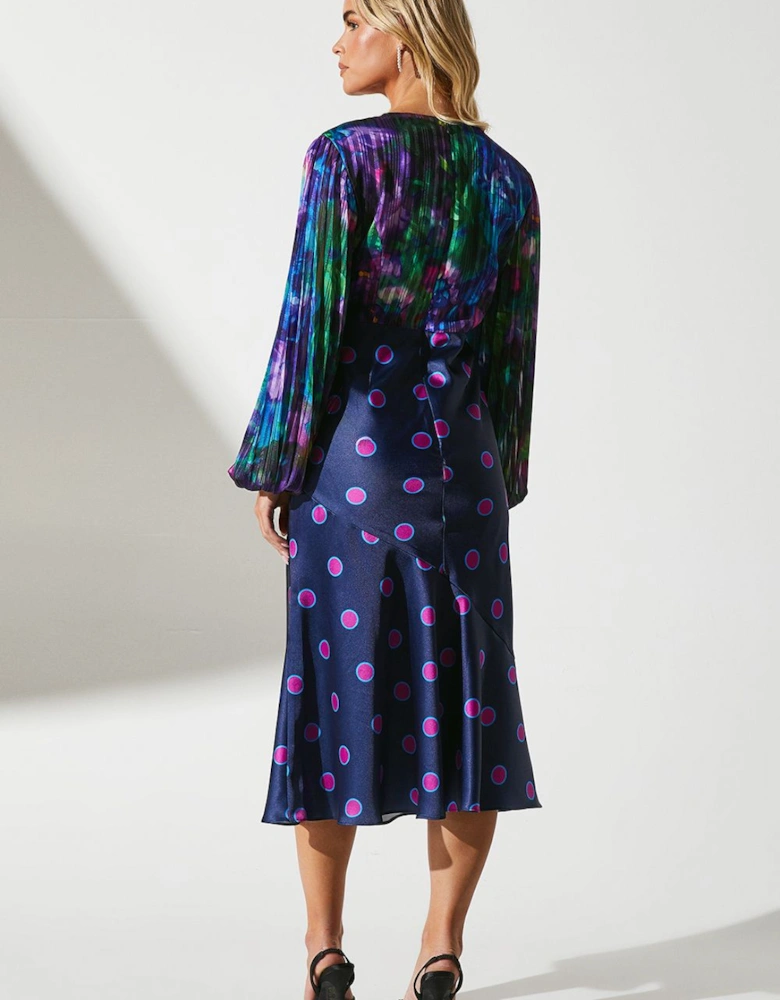 Petite Printed Long Sleeve Midi Wedding Guest Dress