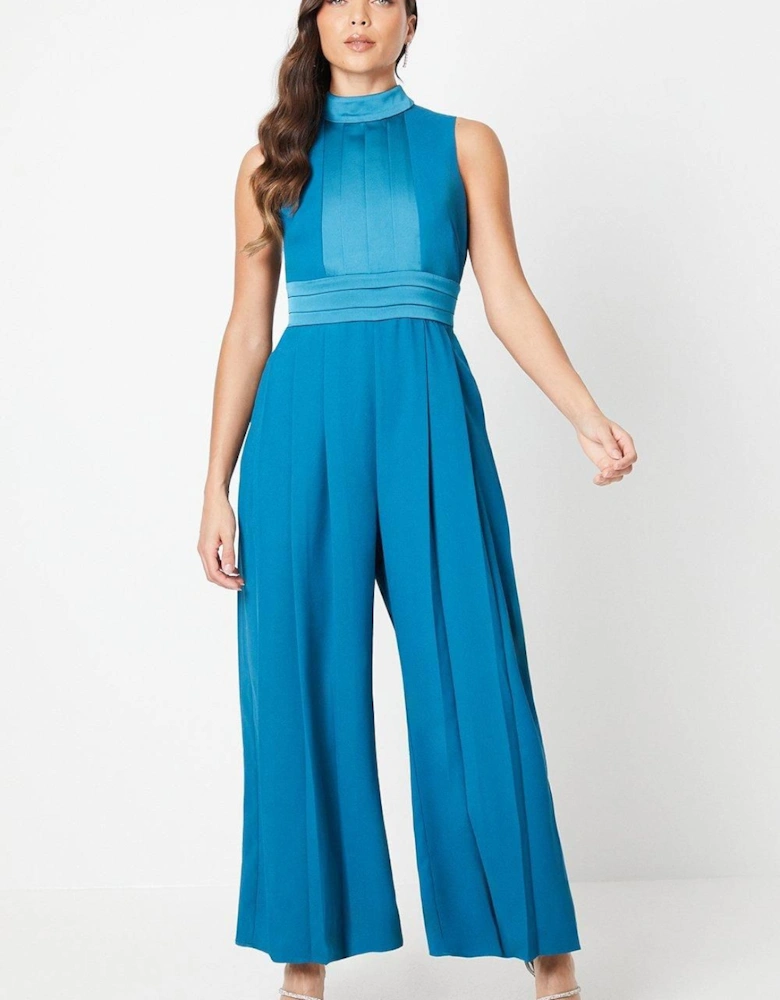 Petite High Neck Belted Jumpsuit