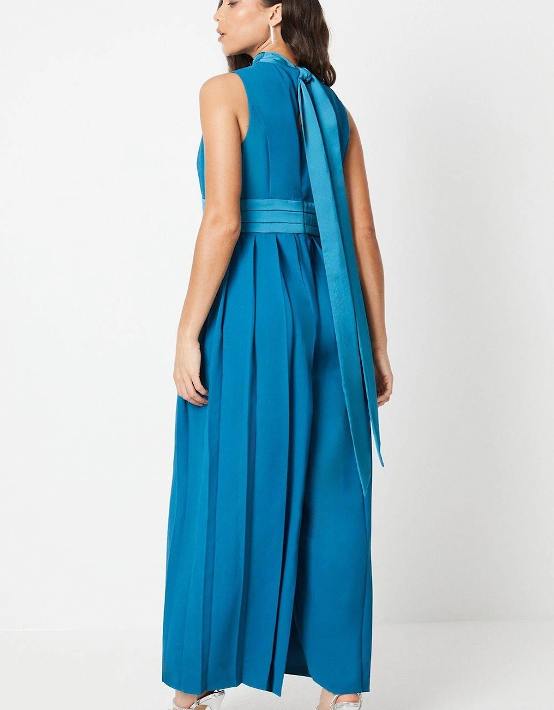 Petite High Neck Belted Jumpsuit