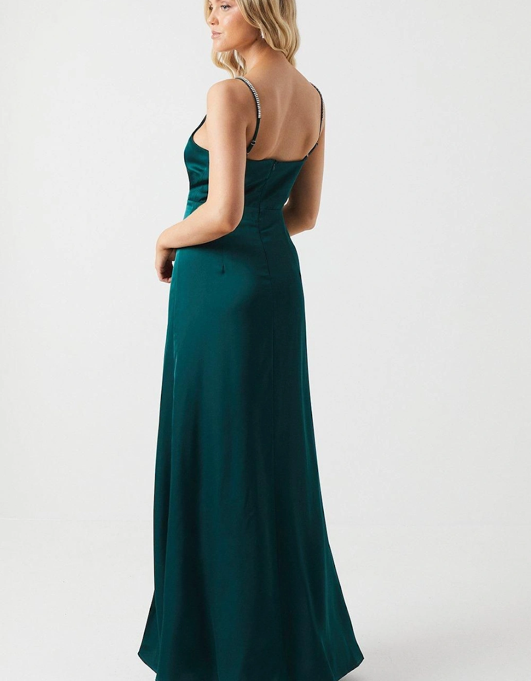 Diamonte Apron Neckline Bridesmaid Maxi Dress