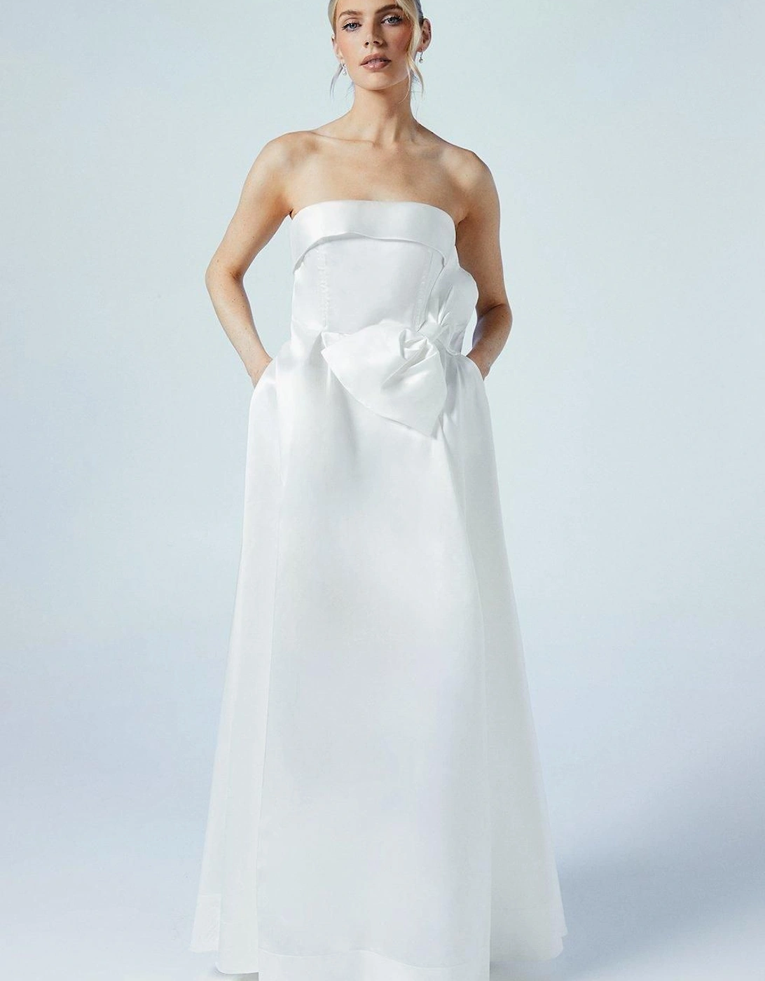 Origami Bow Front Twill Wedding Dress, 6 of 5