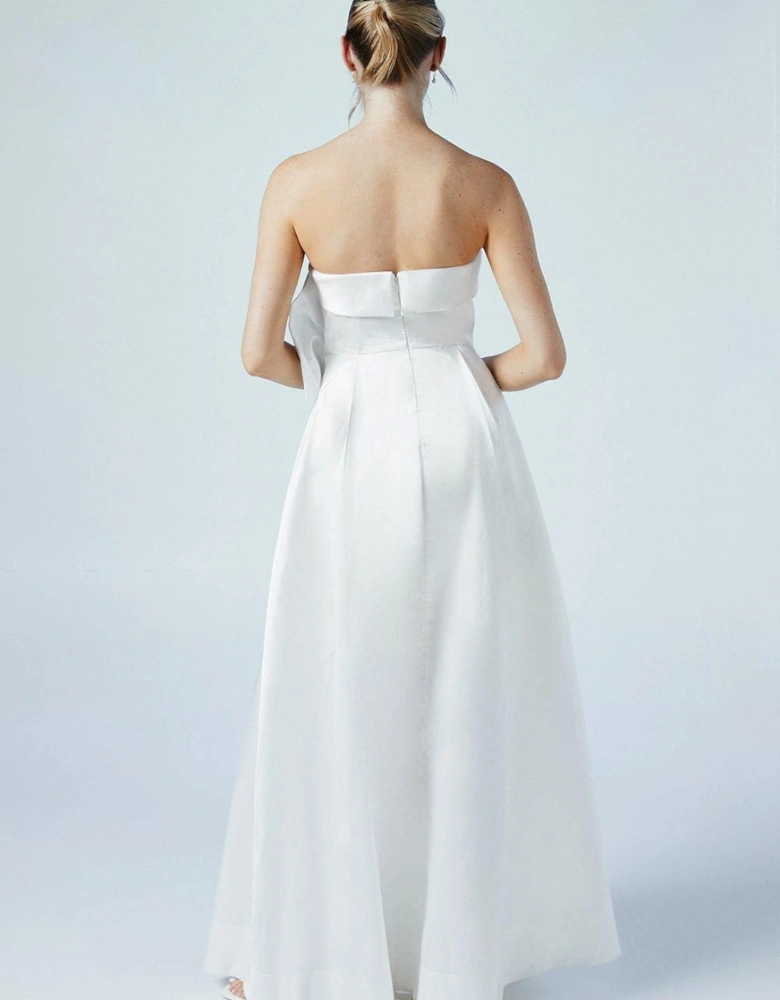 Origami Bow Front Twill Wedding Dress